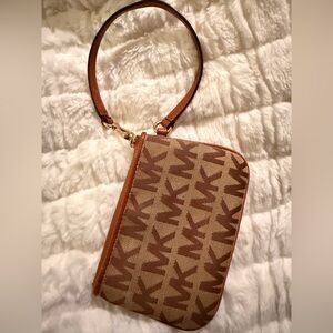 Michael Kors Tan and Brown Wristlet